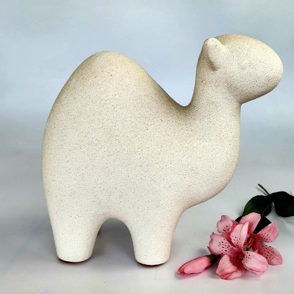 Vintage Lamba Figurine - Made of Stone/Minerals - Really Cute - Ivory Color